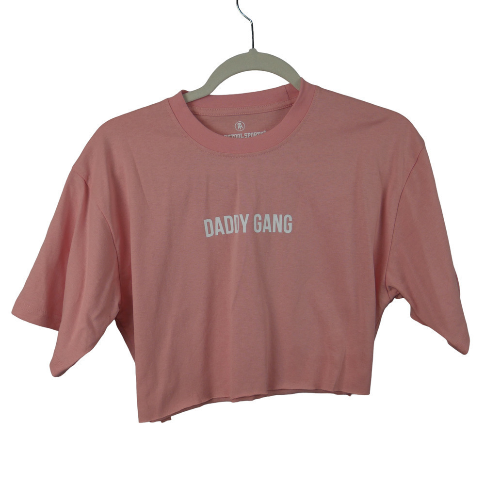 BARSTOOL Shorts Daddy Gang Pink Short Sleeve Cropped Tee Size Medium